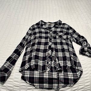 Le Lis Navy and White Plaid Button-Down Shirt